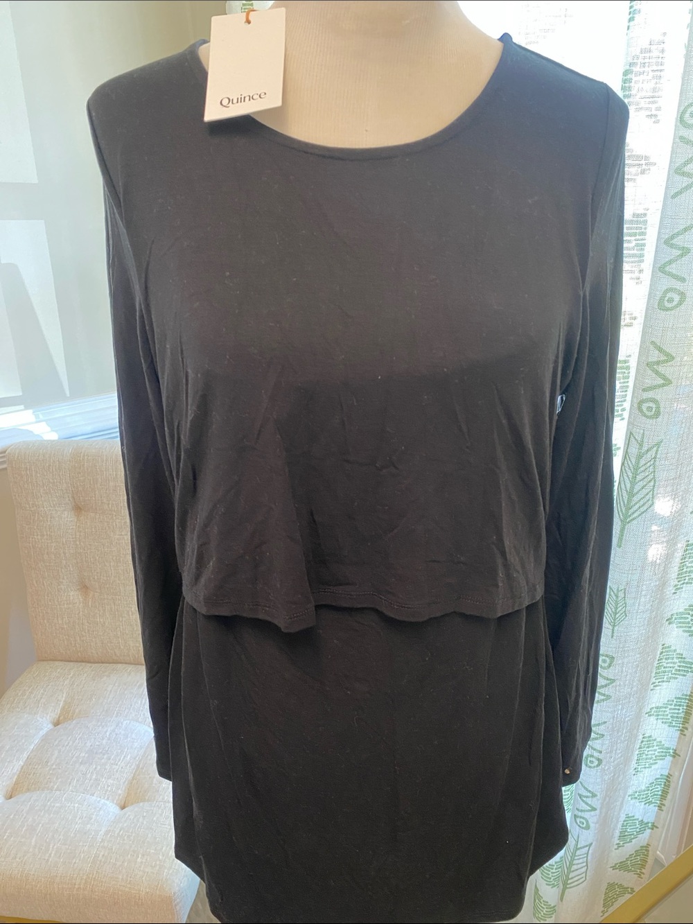 Quince Black Long Sleeve Layered Nursing Tee